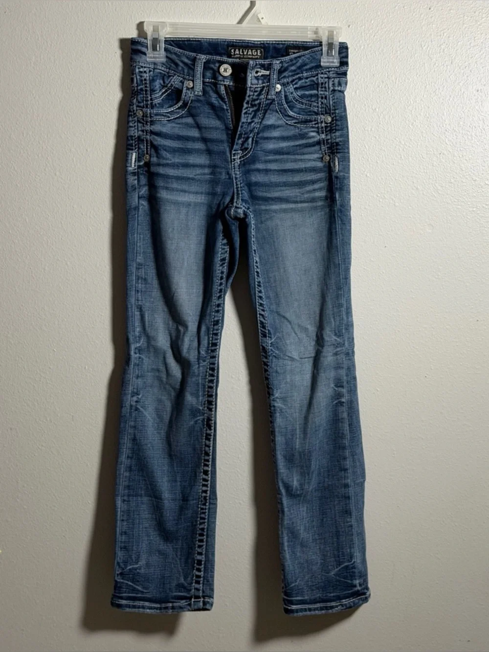 Salvage Boys Kids Denim Blue Mayhem Straight-Leg Jr Regular Fit Jeans size‎ 12